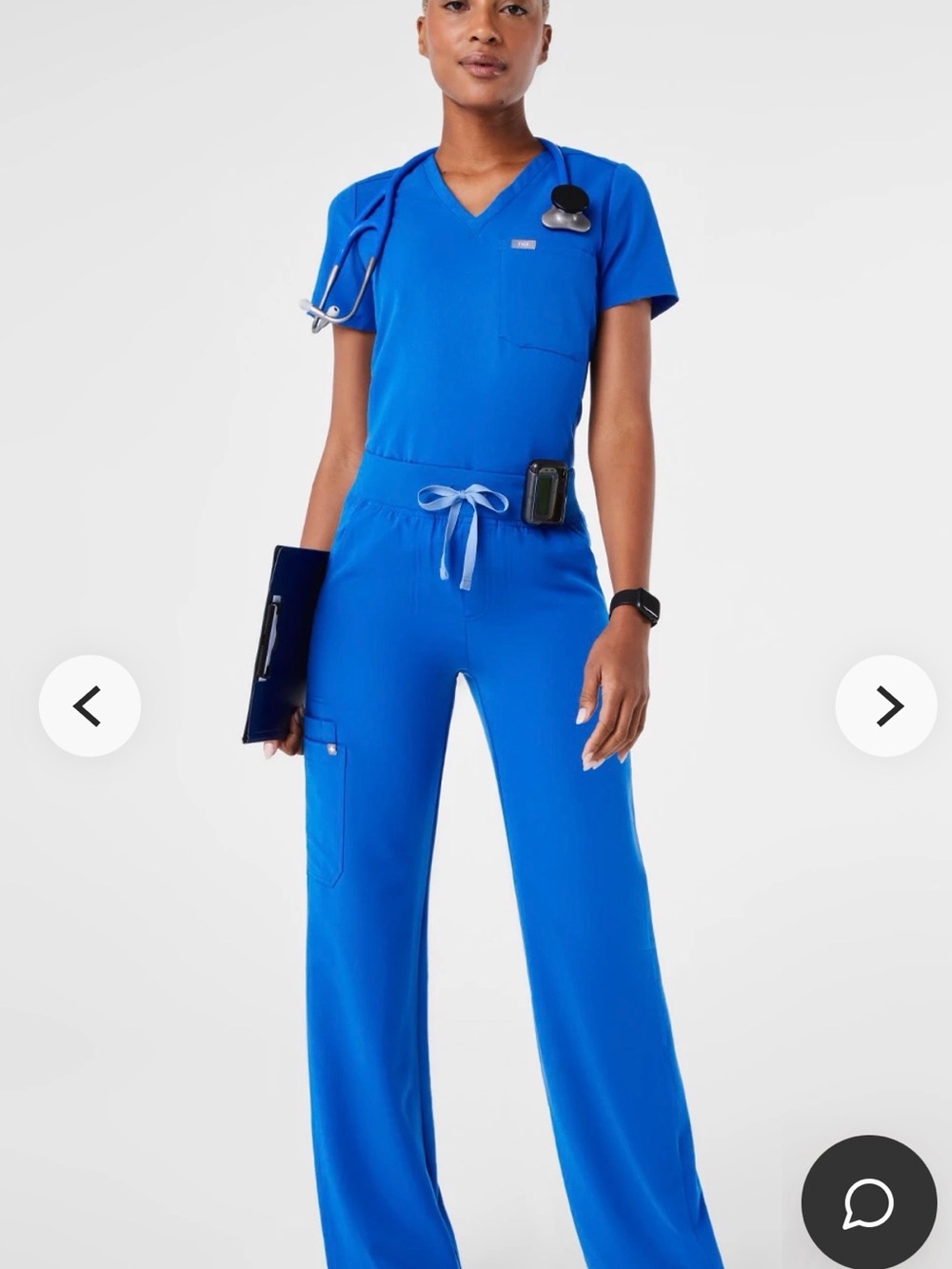Women’s Royal Blue Scrub Set - Isabel pants; Catarina Top - Size M